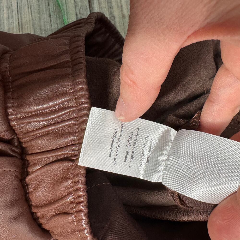 WeWoreWhat Vegan Leather Joggers Brown Butter Soft Med - Picture 9 of 9